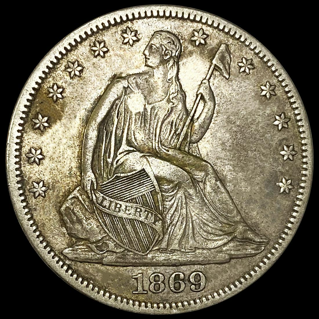 1869 Seated Liberty Half Dollar CLOSELY (1 of 2)