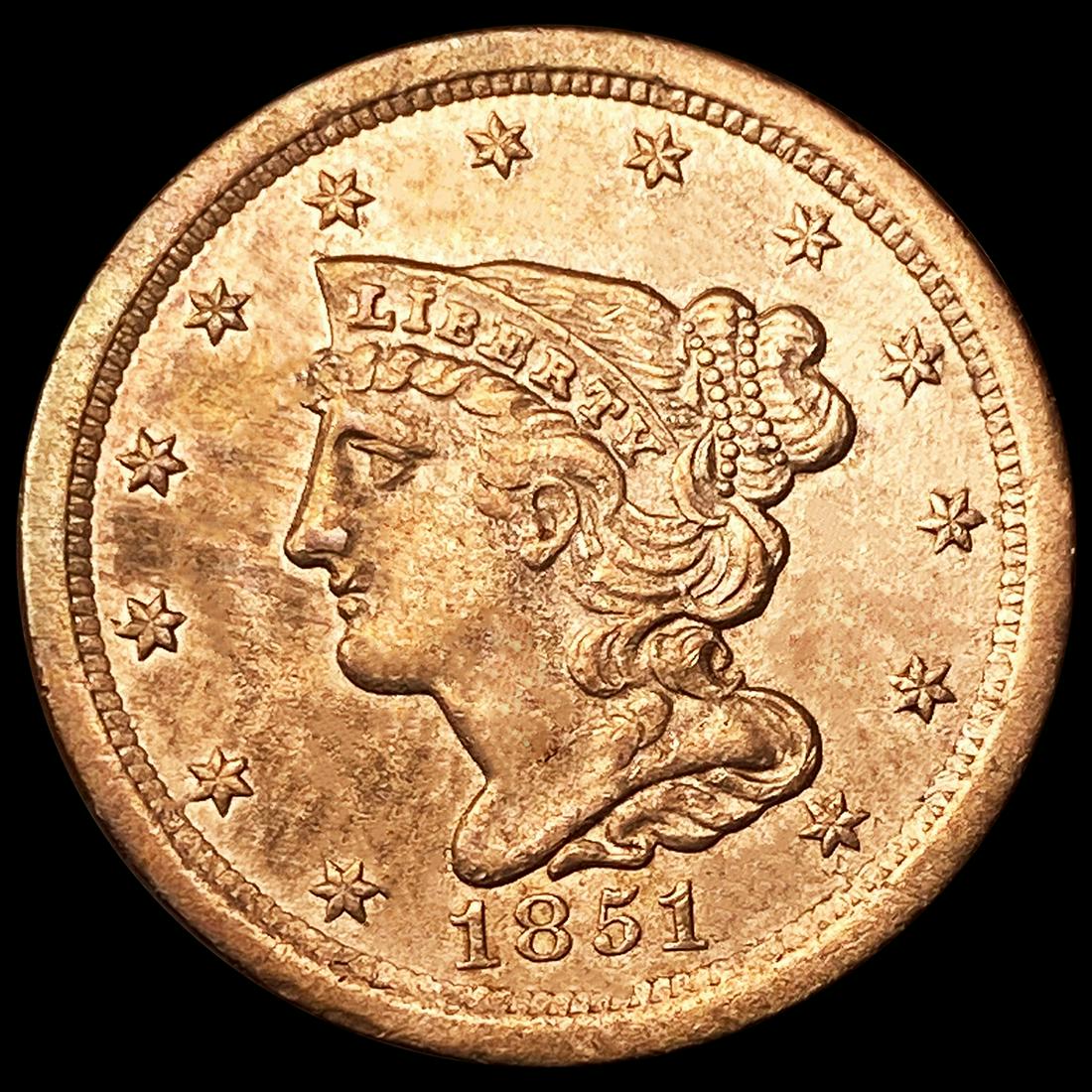 1851 Braided Hair Half Cent CLOSELY UNCIRCULATED (1 of 2)