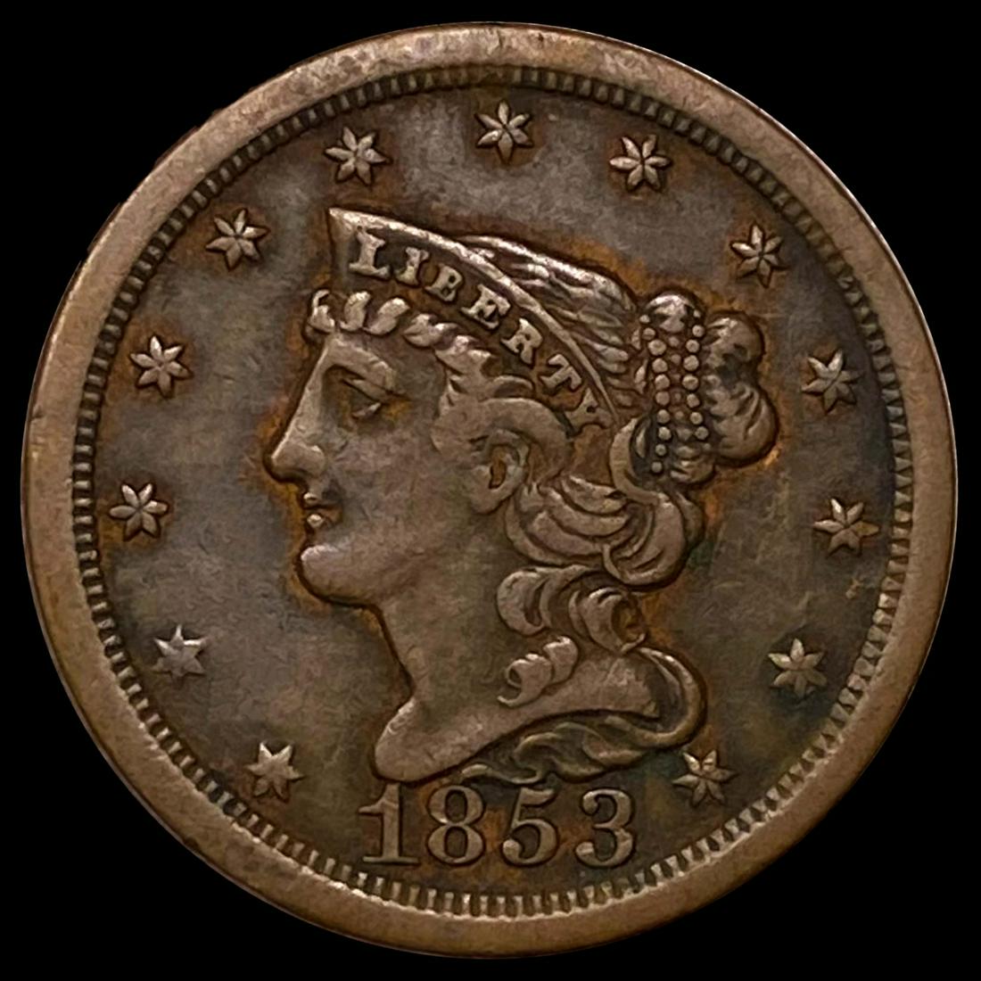 1853 Braided Hair Half Cent ABOUT UNCIRCULATED (1 of 2)