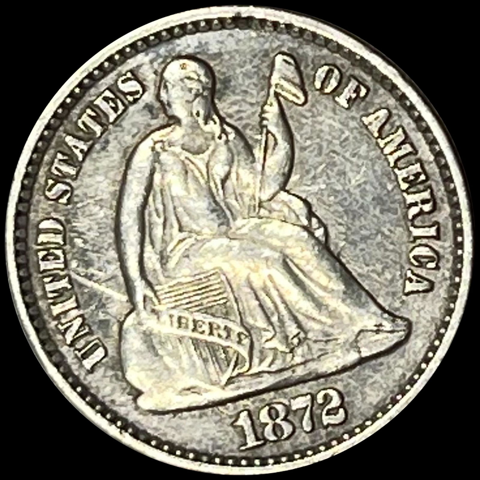 1872 Seated Liberty Half Dime CLOSELY (1 of 2)