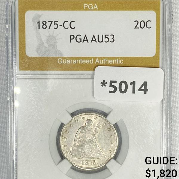 1875-CC Twenty Cent Piece PGA - AU53 (1 of 2)