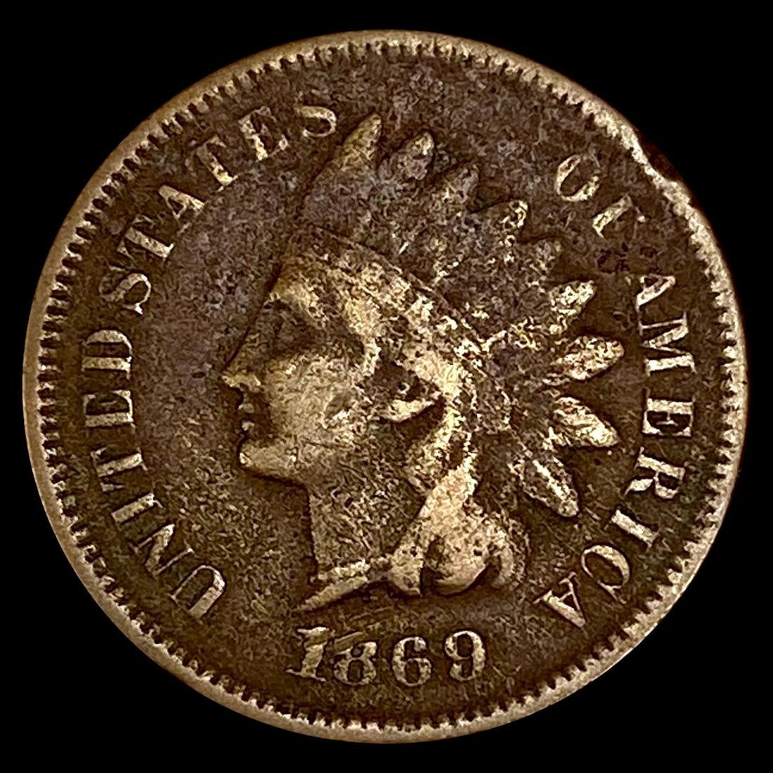 1869/9 Indian Head Cent ABOUT UNCIRCULATED (1 of 2)
