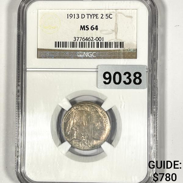 1913-D Type 2 Buffalo Nickel PCGS-MS64 (1 of 2)