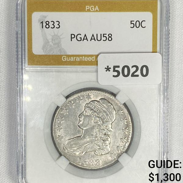 1833 Capped Bust Half Dollar PGA - AU58 (1 of 2)