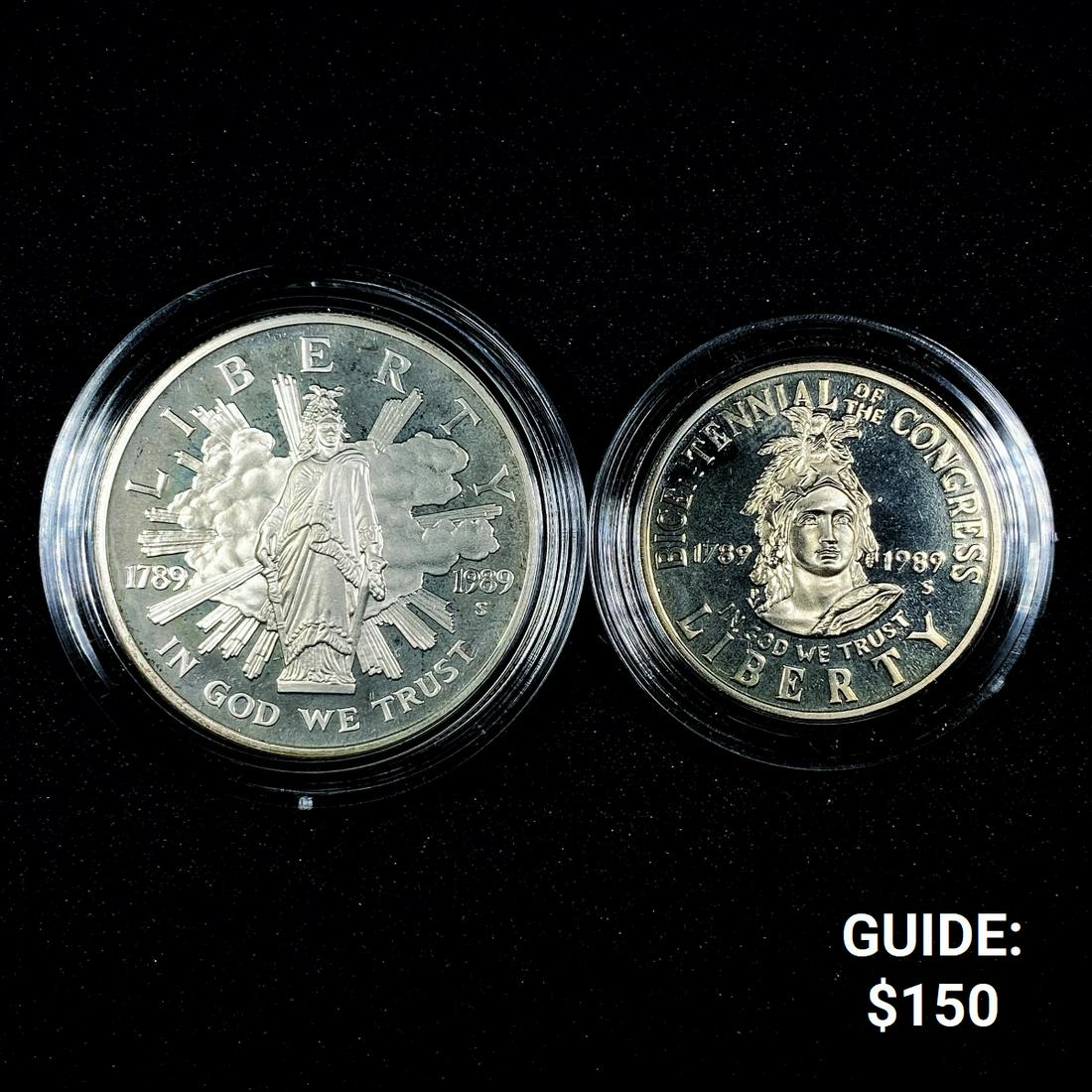 1989 (2) US Congressional Coins /w Cert - GEM BU (1 of 3)
