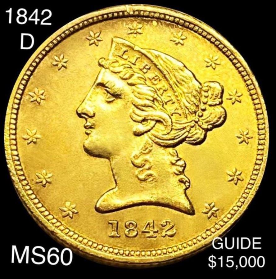1842-D $5 Gold Half Eagle UNCIRCULATED (1 of 2)
