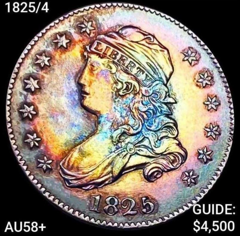 1825/4 Capped Bust Quarter CHOICE AU+ (1 of 2)