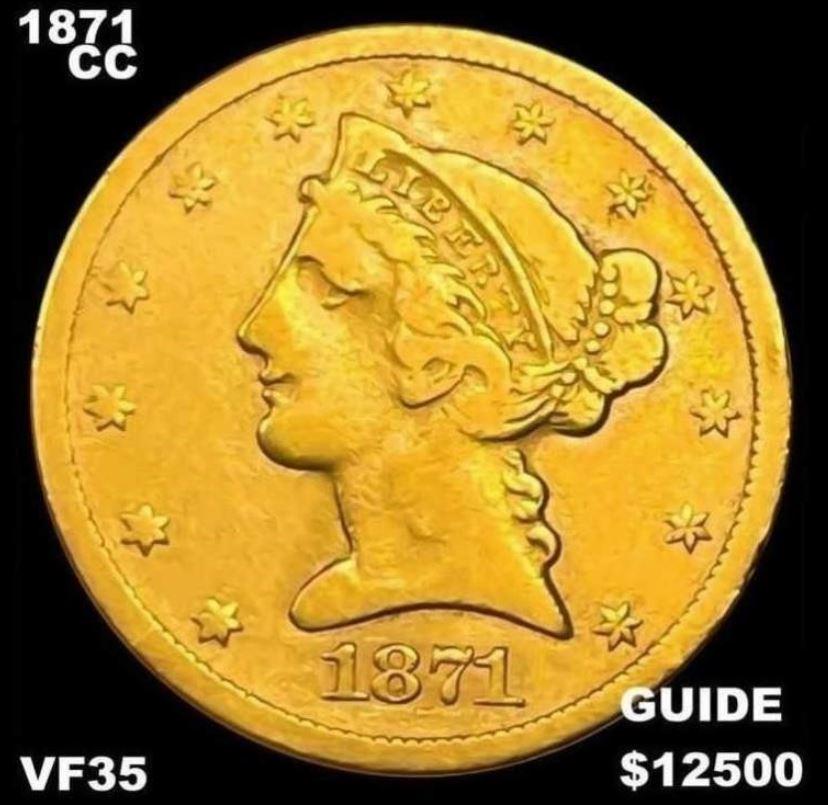 1871-CC $5 Gold Half Eagle LIGHTLY CIRCULATED (1 of 2)