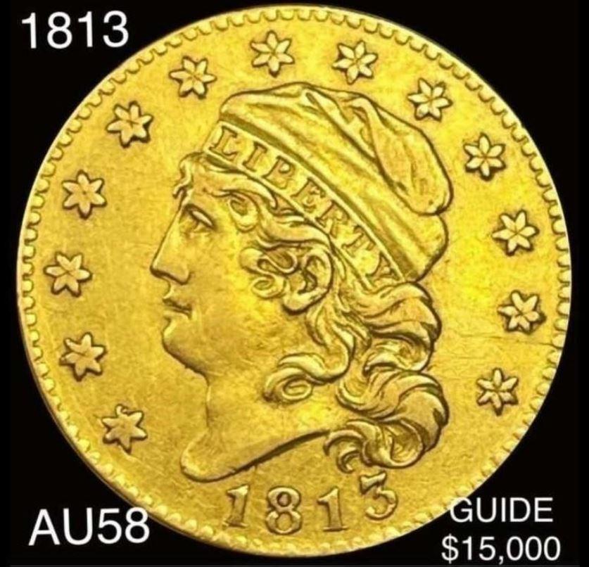 1813 $5 Gold Half Eagle CHOICE AU (1 of 2)