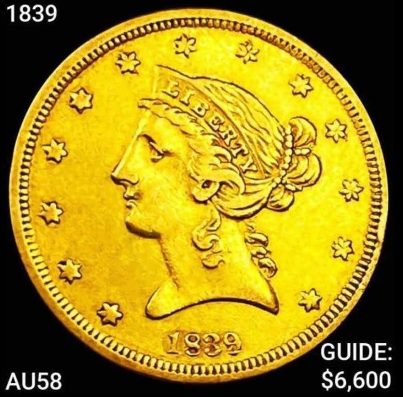 1839 $5 Gold Half Eagle CHOICE AU (1 of 2)