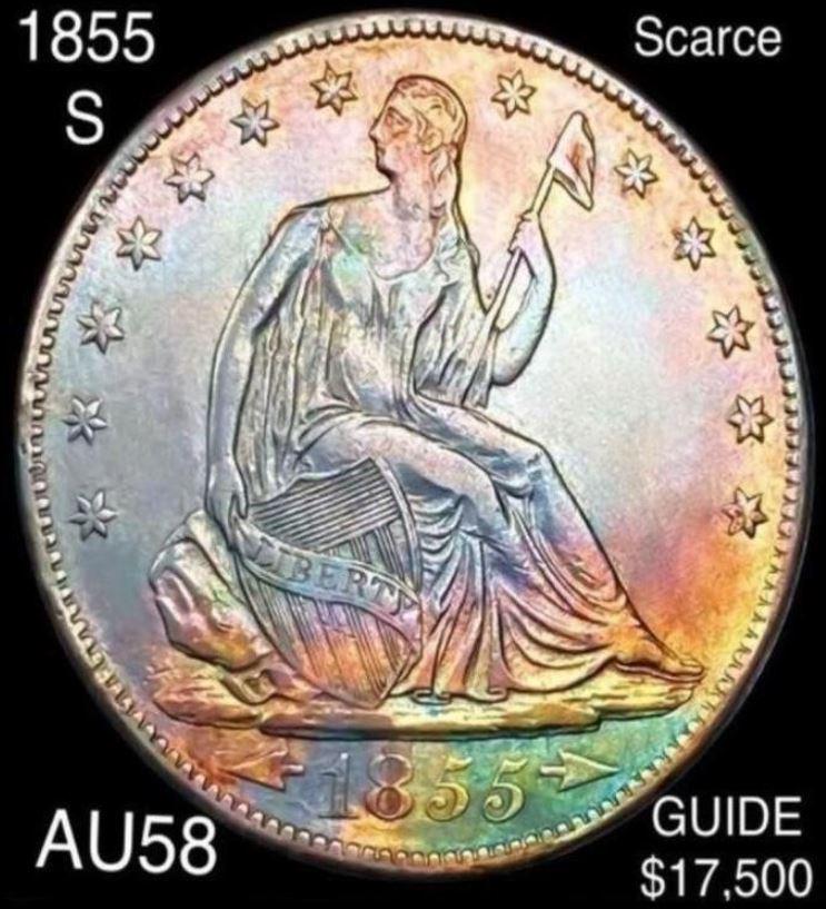 1855-S Scarce Seated Liberty Half Dollar CHOICE (1 of 2)