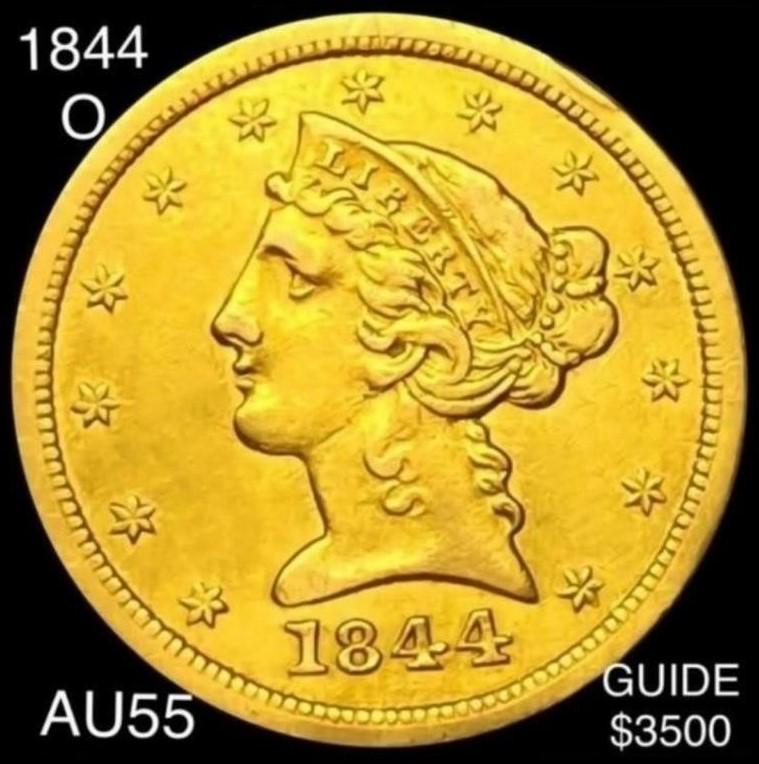 1844-O $5 Gold Half Eagle CHOICE AU (1 of 2)