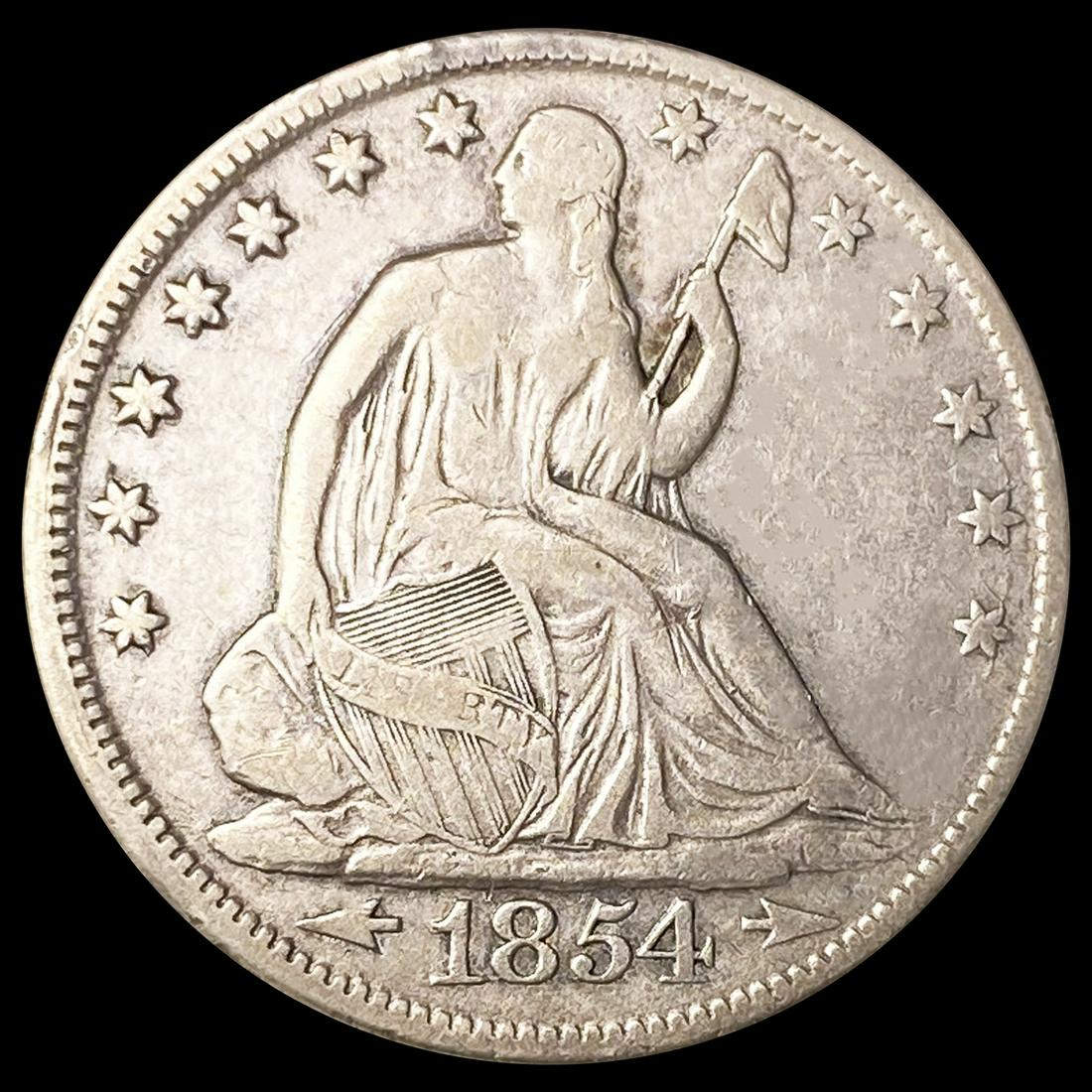 1854 Arrows Seated Liberty Half Dollar ABOUT UNC (1 of 2)