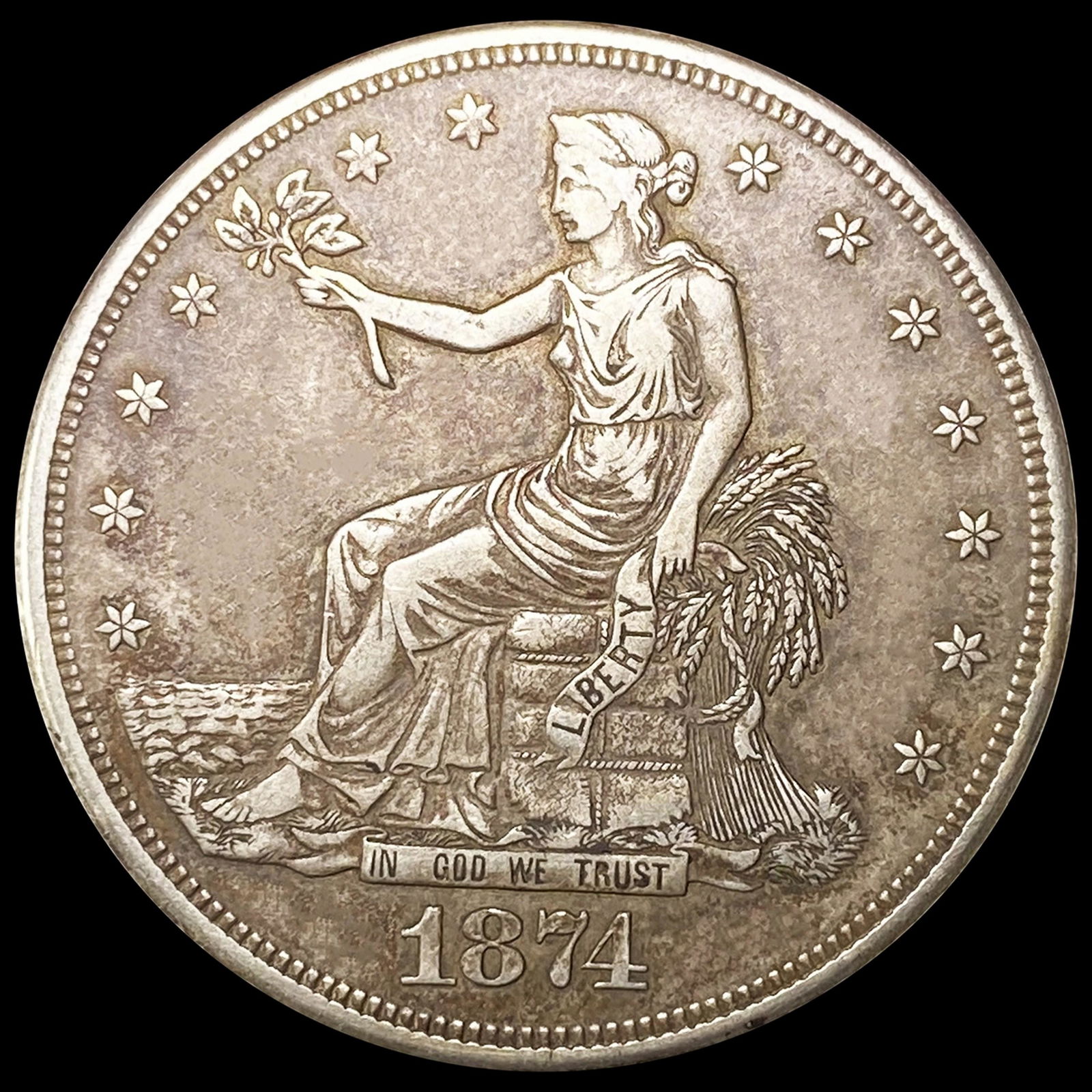 1874-S Silver Trade Dollar ABOUT UNCIRCULATED (1 of 2)
