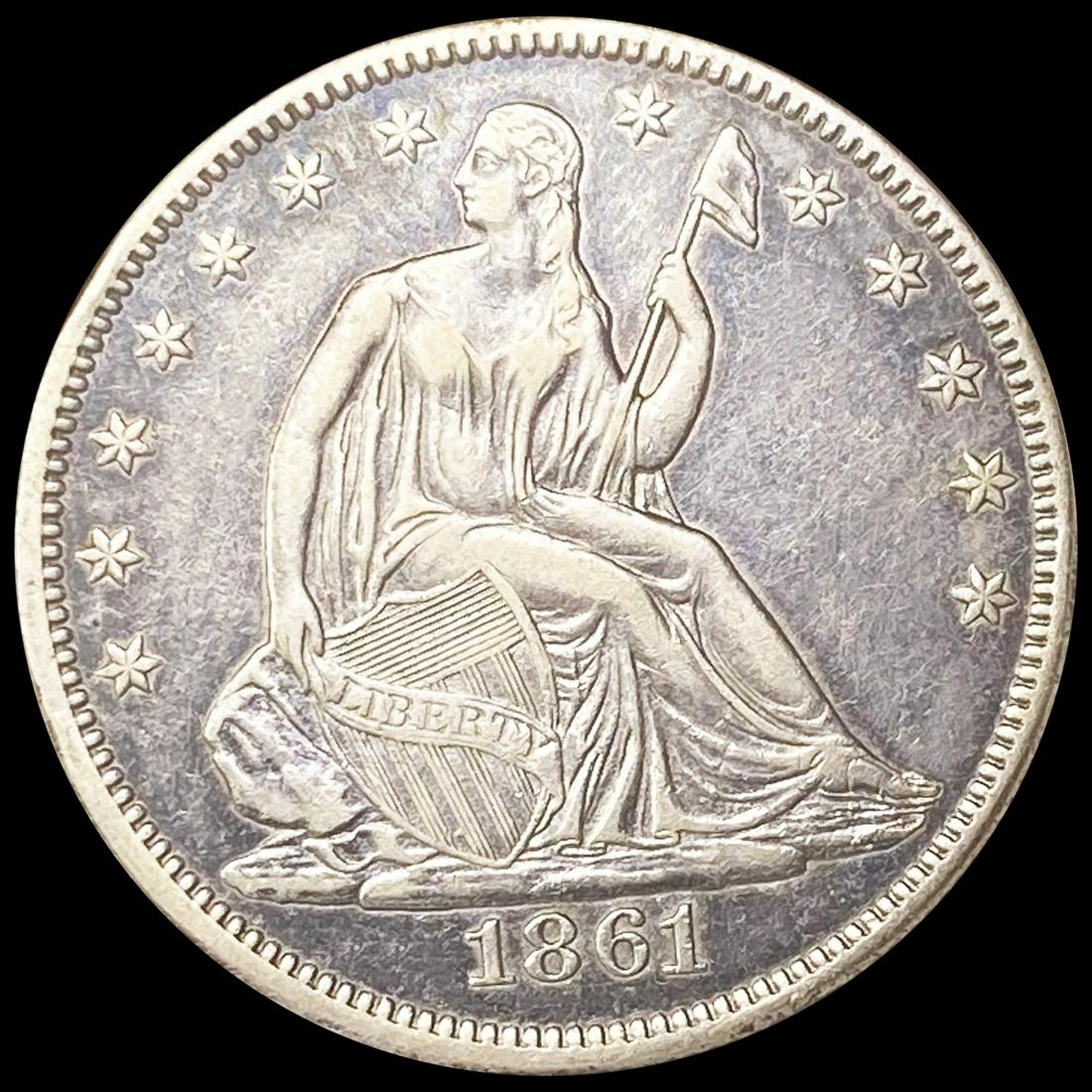 1861 Seated Liberty Half Dollar CLOSELY UNC (1 of 2)