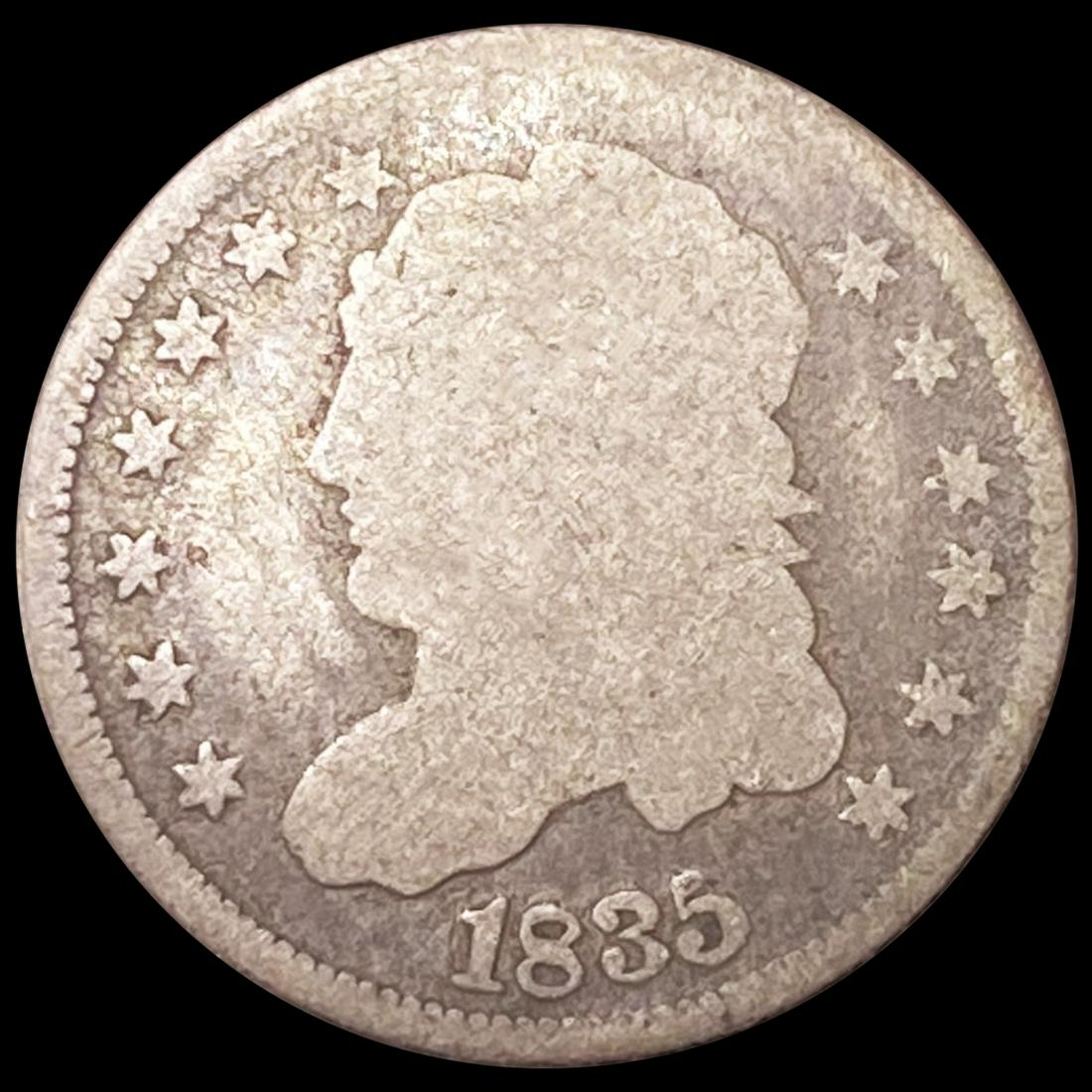 1835 Lg 5 Sm Date Capped Bust Half Dime ABOUT UNC (1 of 2)