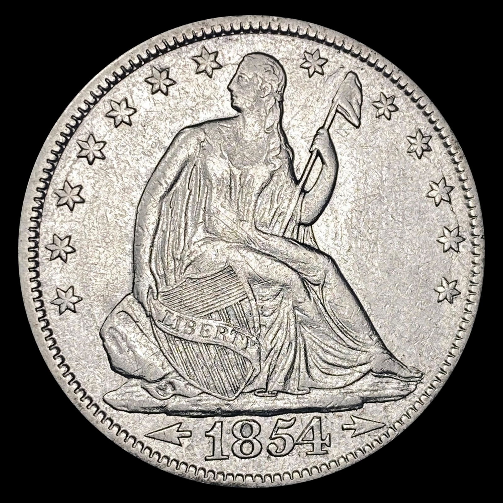 1854 Arrows Seated Liberty Half Dollar CLOSELY (1 of 2)