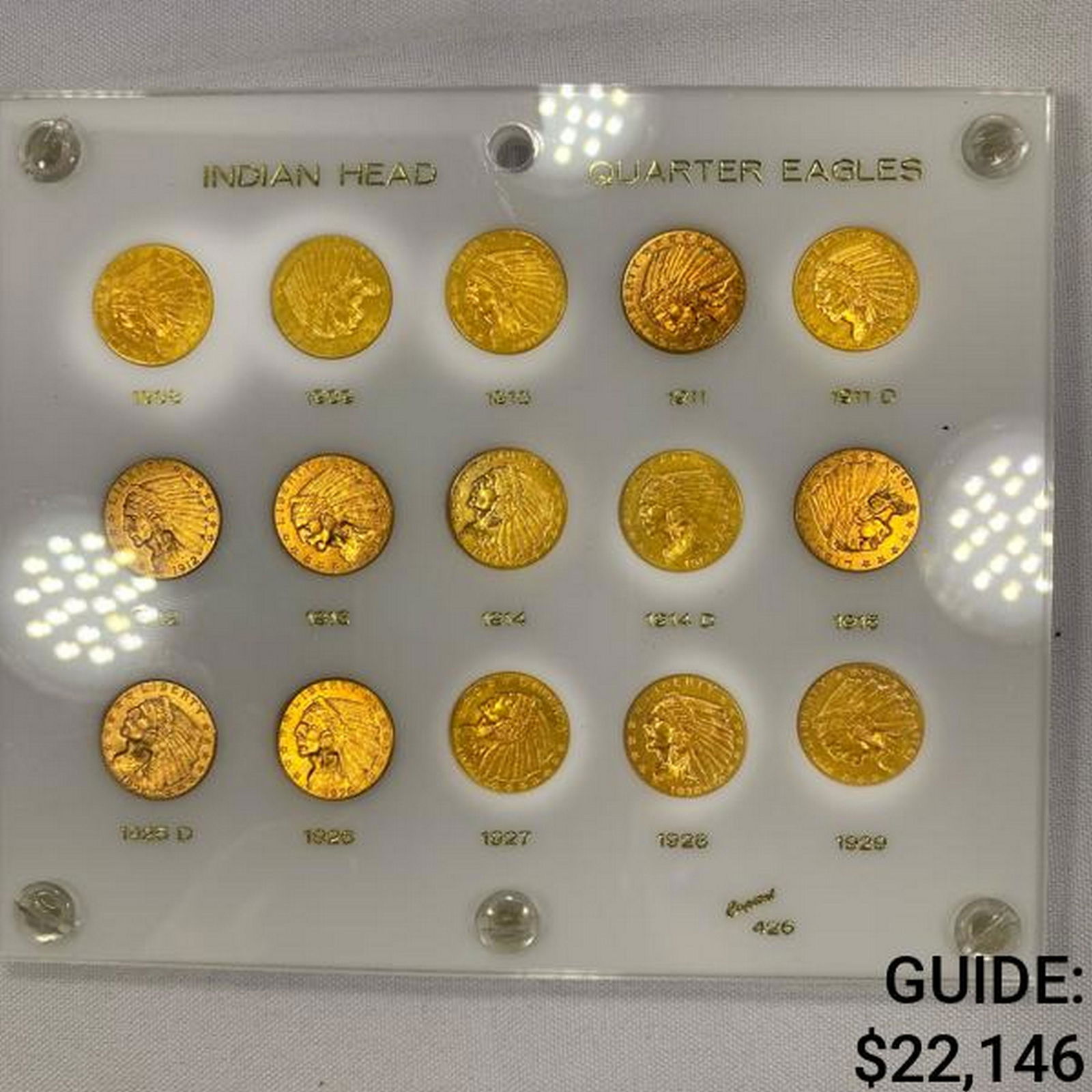 1908-1929 (15) Indian Head Qaurter Eagle Set - (1 of 2)