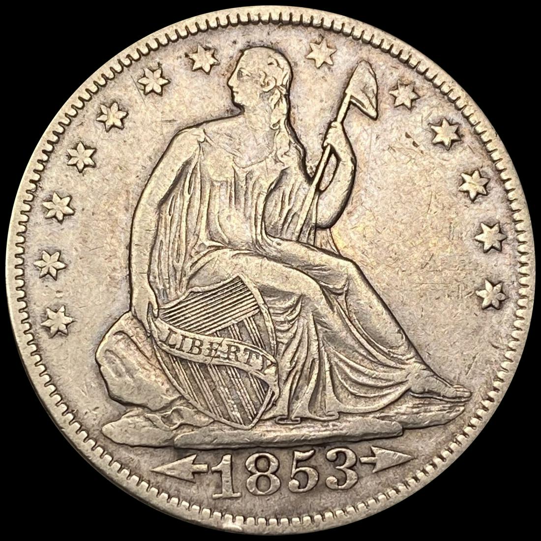 1853 Arws & Rays Seated Lib Half Dollar NEAR UNC (1 of 2)