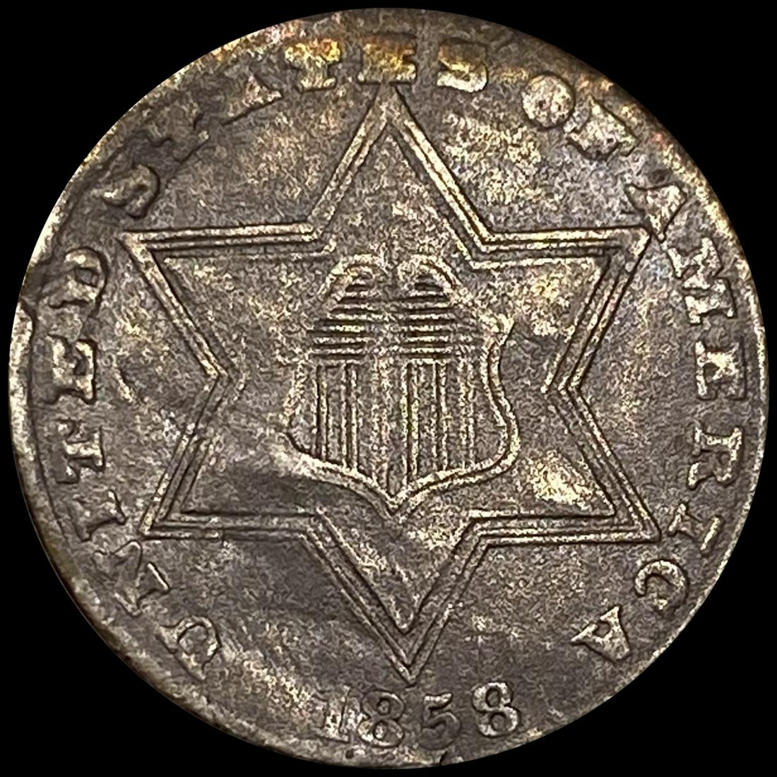 1858 Silver Three Cent NEARLY UNCIRCULATED (1 of 2)