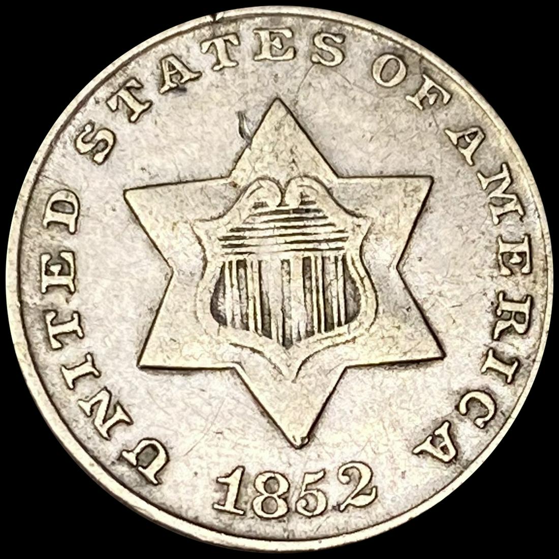 1852 Silver Three Cent NEARLY UNCIRCULATED (1 of 2)