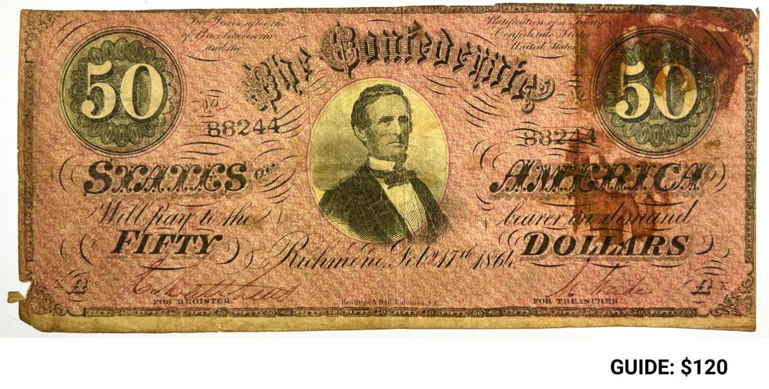 1864 Confederate $50 Bill -: 1864 Confederate $50 Bill -
