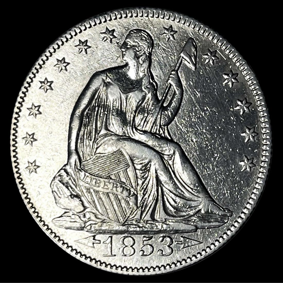 1853 Arws & Rays Seated Liberty Half Dollar UNC (1 of 2)