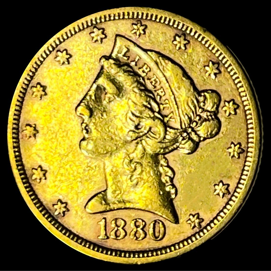 1880 $5 Gold Half Eagle NEARLY UNCIRCULATED (1 of 2)