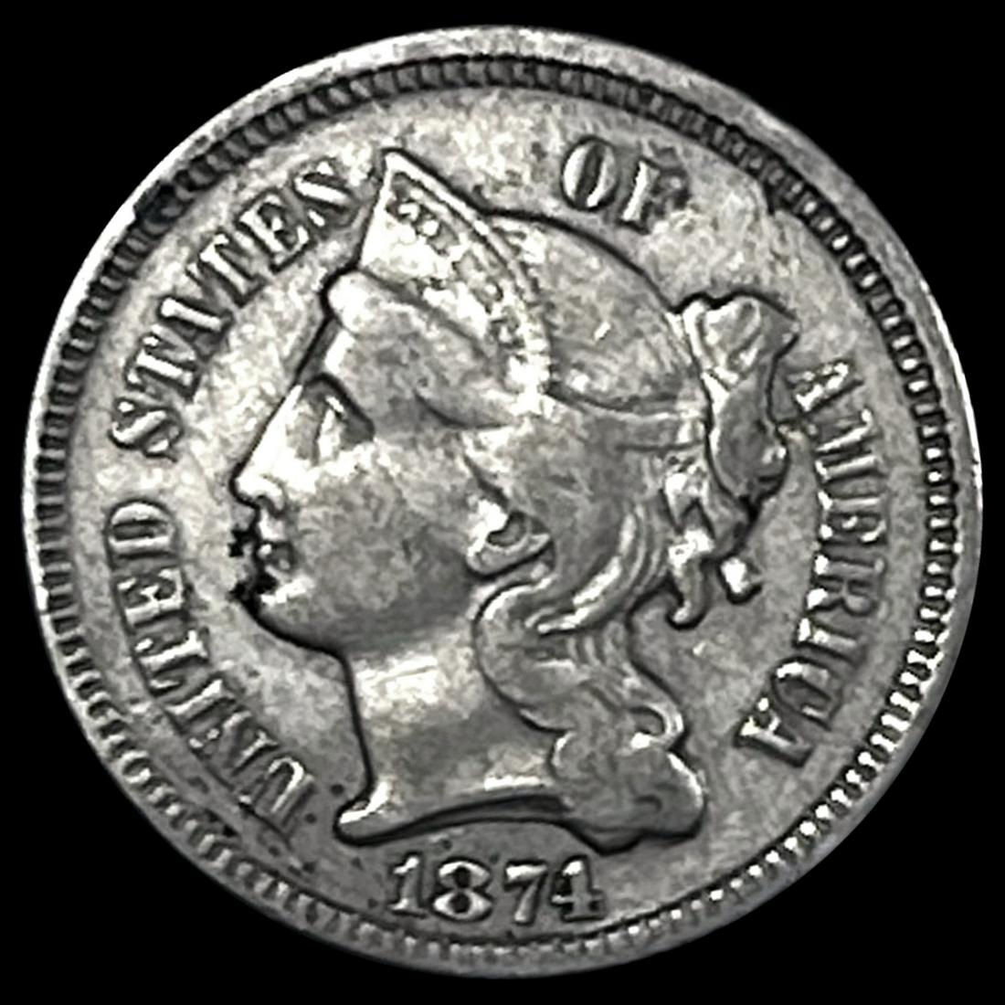 1874 Nickel Three Cent NEARLY UNCIRCULATED (1 of 2)