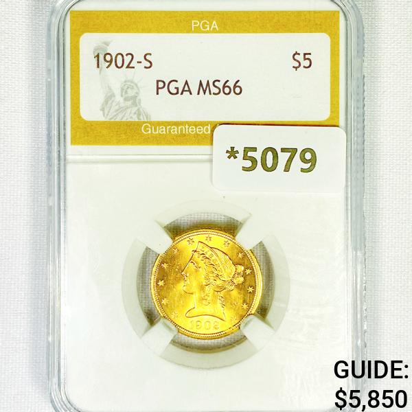 1902-S $5 Gold Half Eagle PGA-MS66 (1 of 2)