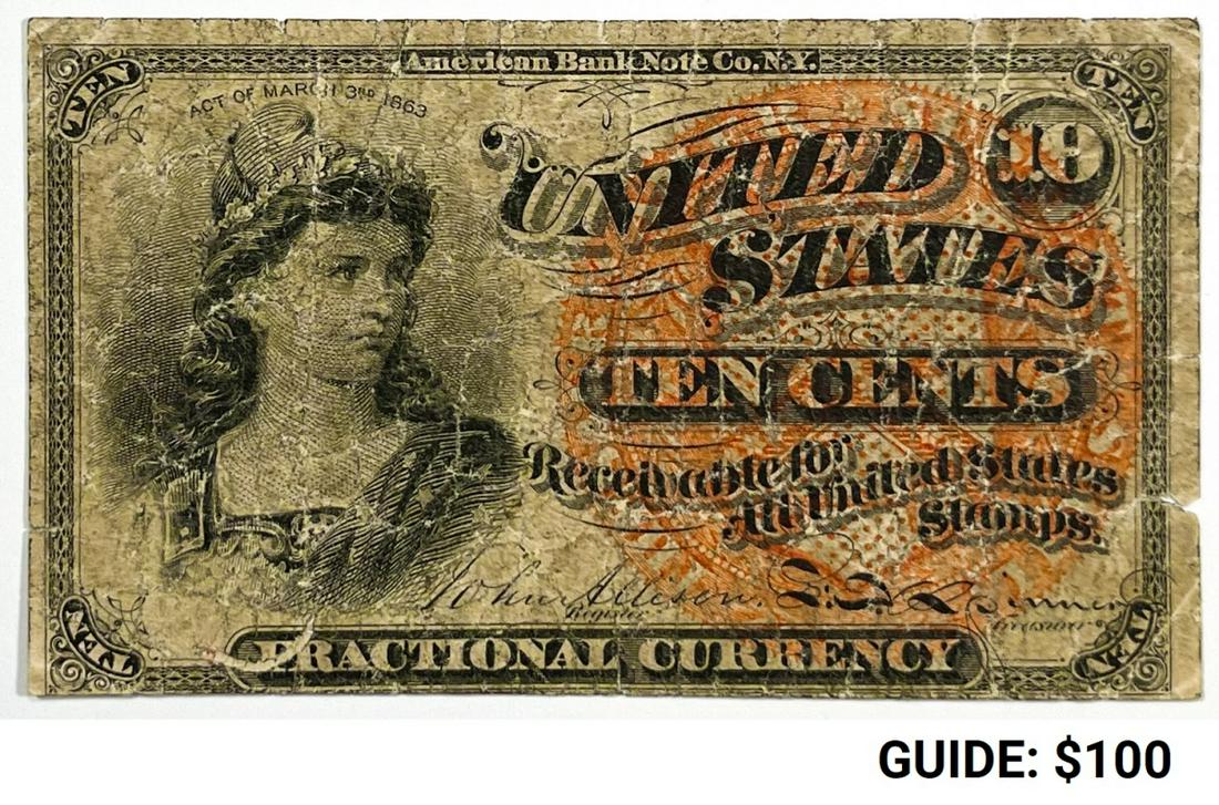 1863 US Fractional Currency 10C Red Seal - (1 of 2)