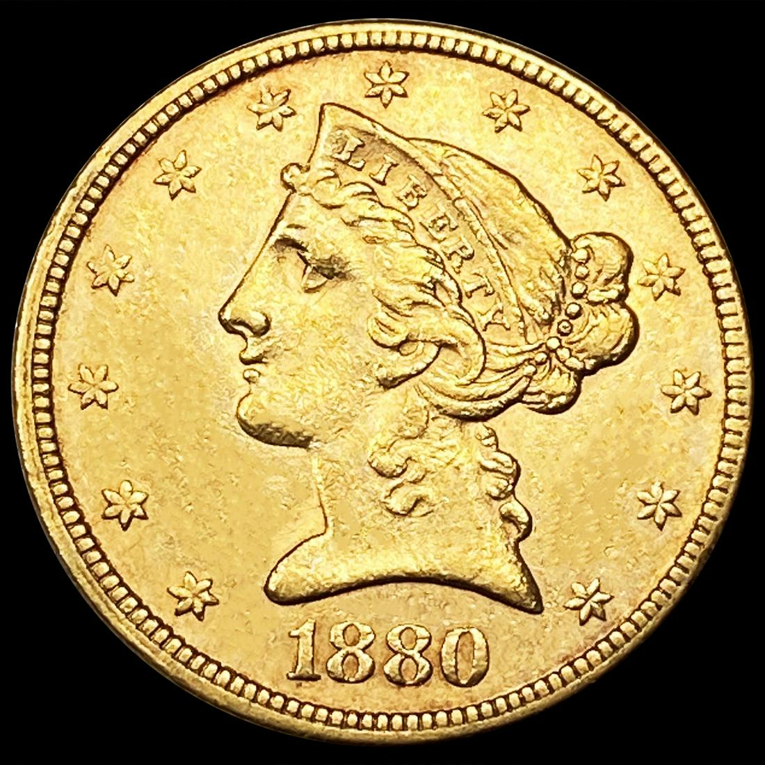 1880 $5 Gold Half Eagle CLOSELY UNCIRCULATED (1 of 2)