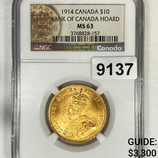 1914 Canadian $10 Gold (16.72g) NGC-MS63 (1 of 2)