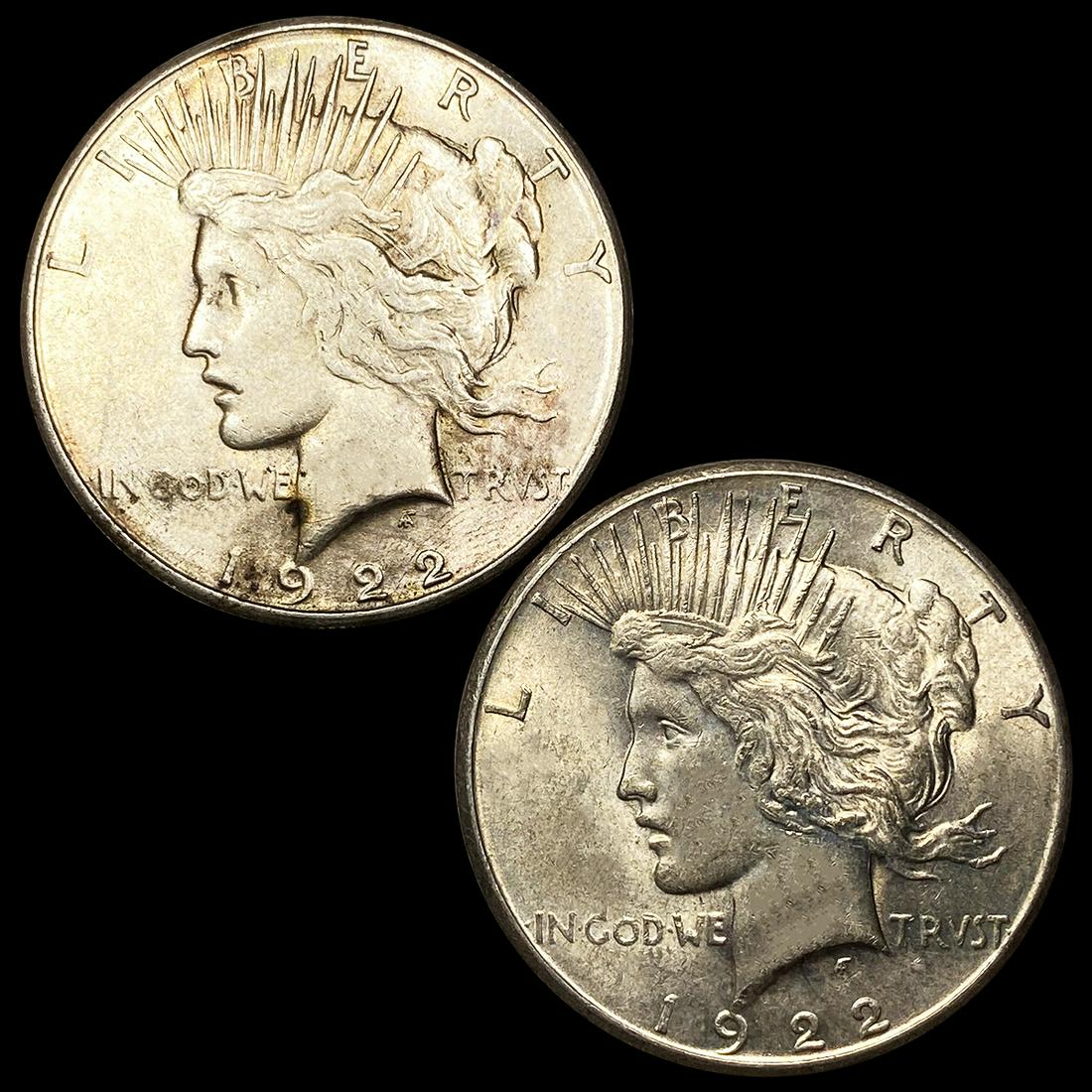 1922-S (2) Peace Dollars UNCIRCULATED (1 of 2)
