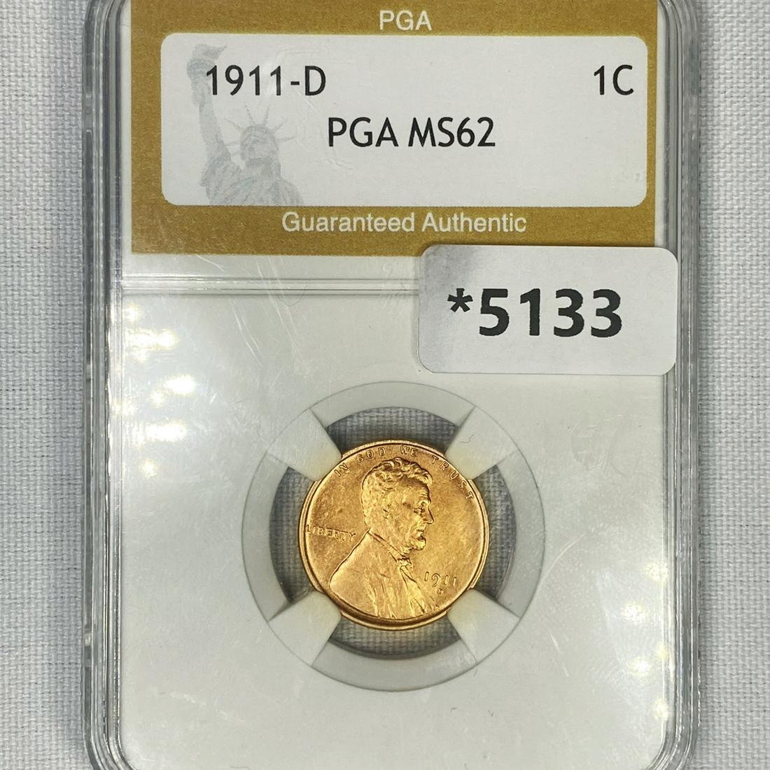 1911-D Wheat Cent PGA-MS62 (1 of 2)