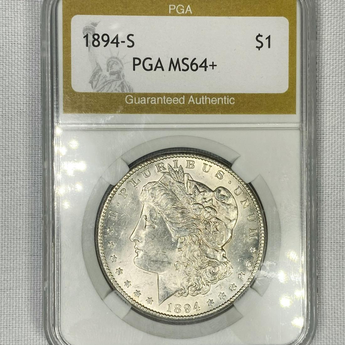1894-S Morgan Silver Dollar PGA-MS64+ (1 of 2)