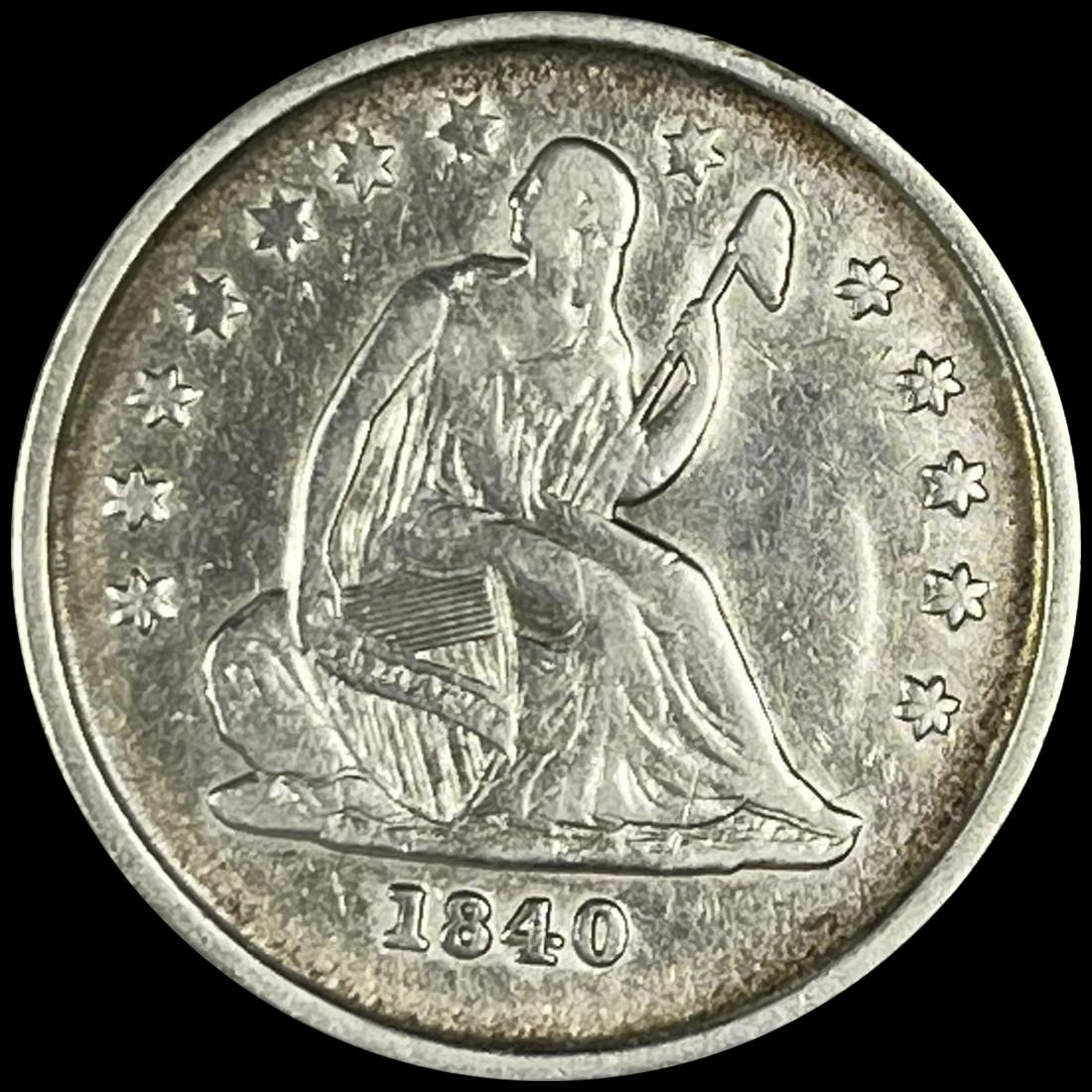 1840-O 13 Stars Seated Liberty Quarter CLOSELY (1 of 2)
