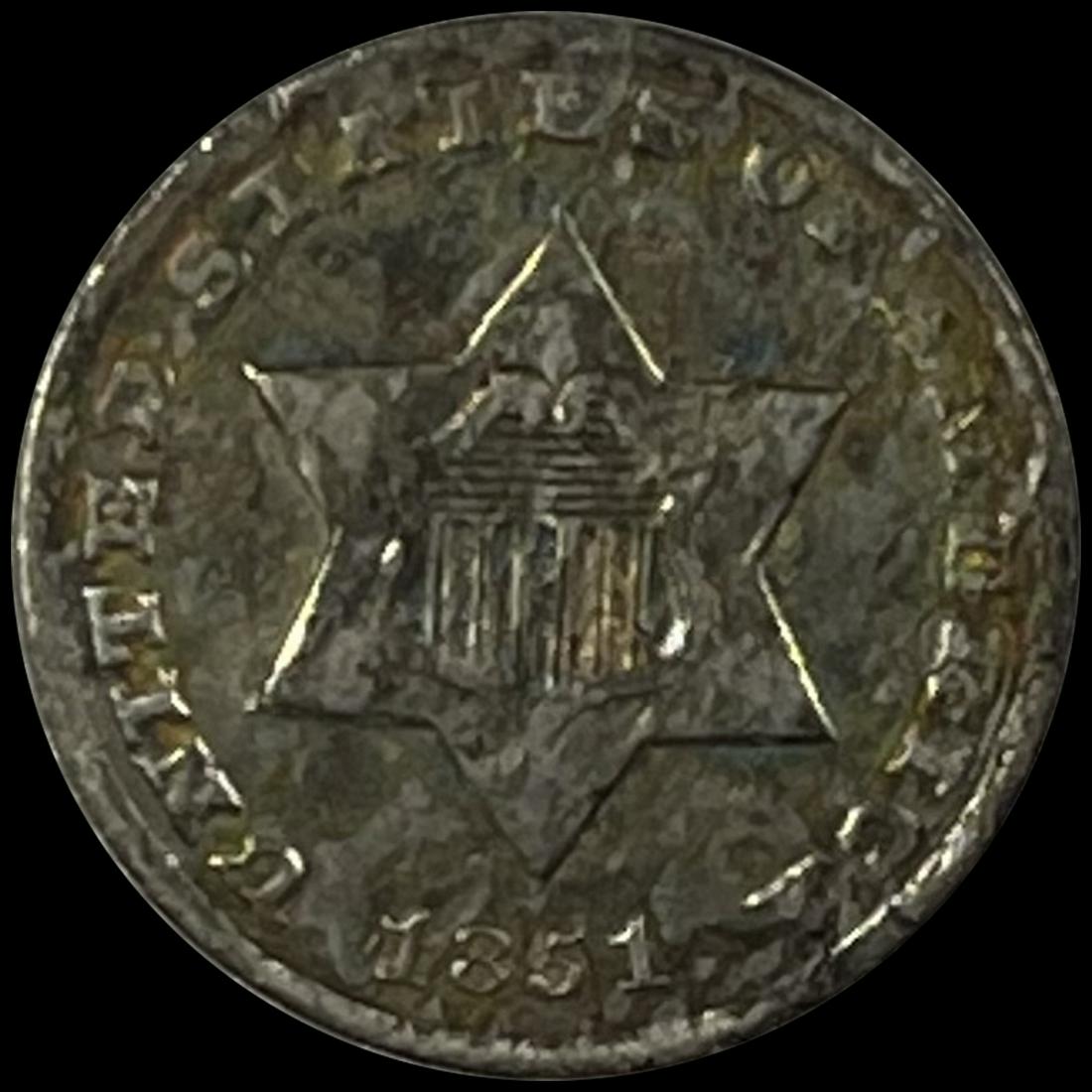 1851-O Silver Three Cent UNCIRCULATED (1 of 2)