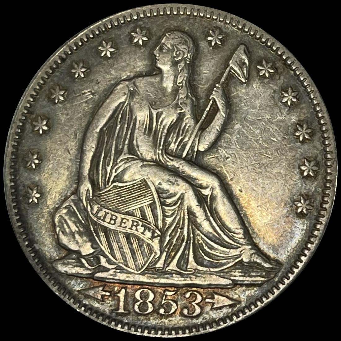 1853-O Arws & Rays Seated Liberty Half Dollar UNC (1 of 2)