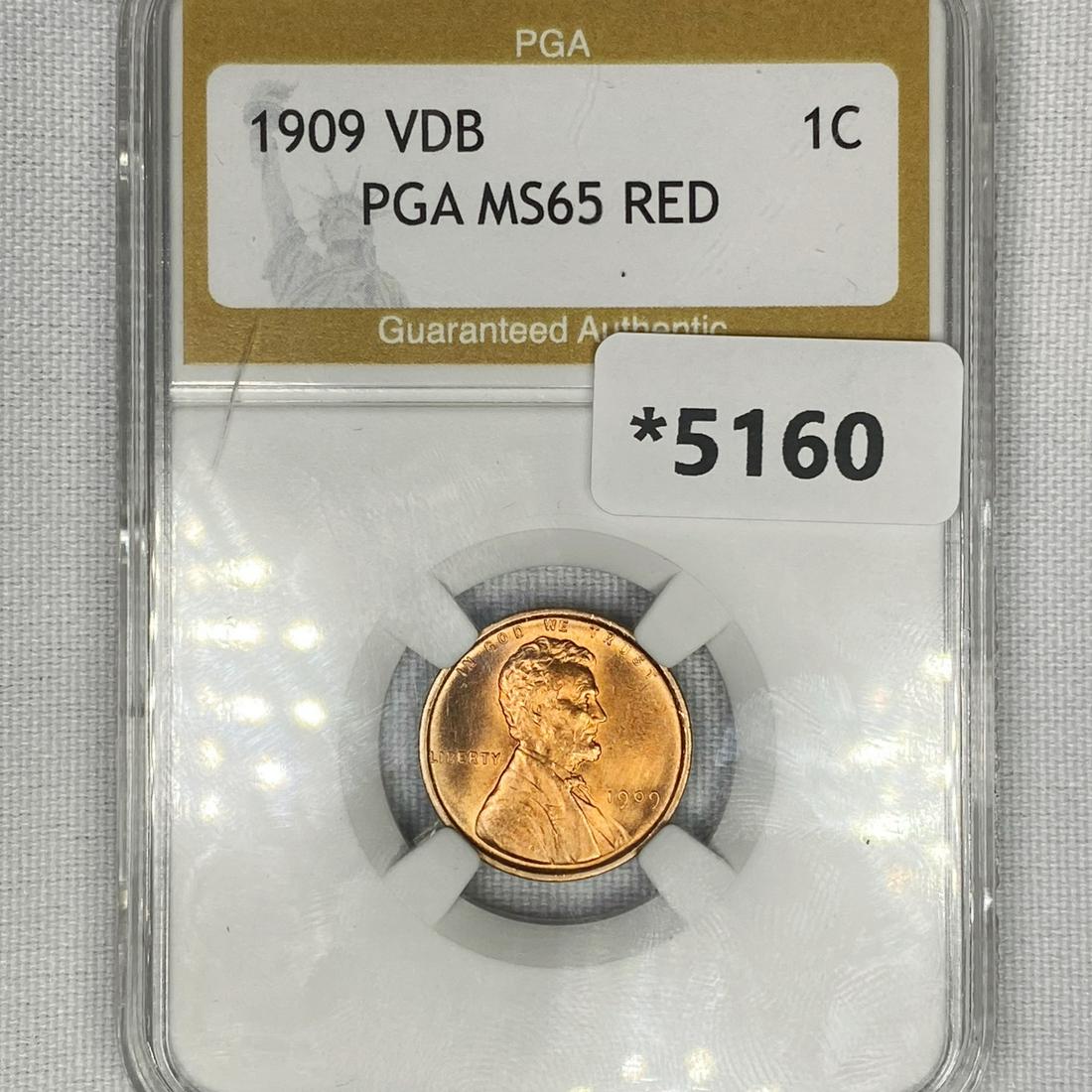 1909 VDB Wheat Cent PGA-MS65 RED (1 of 2)