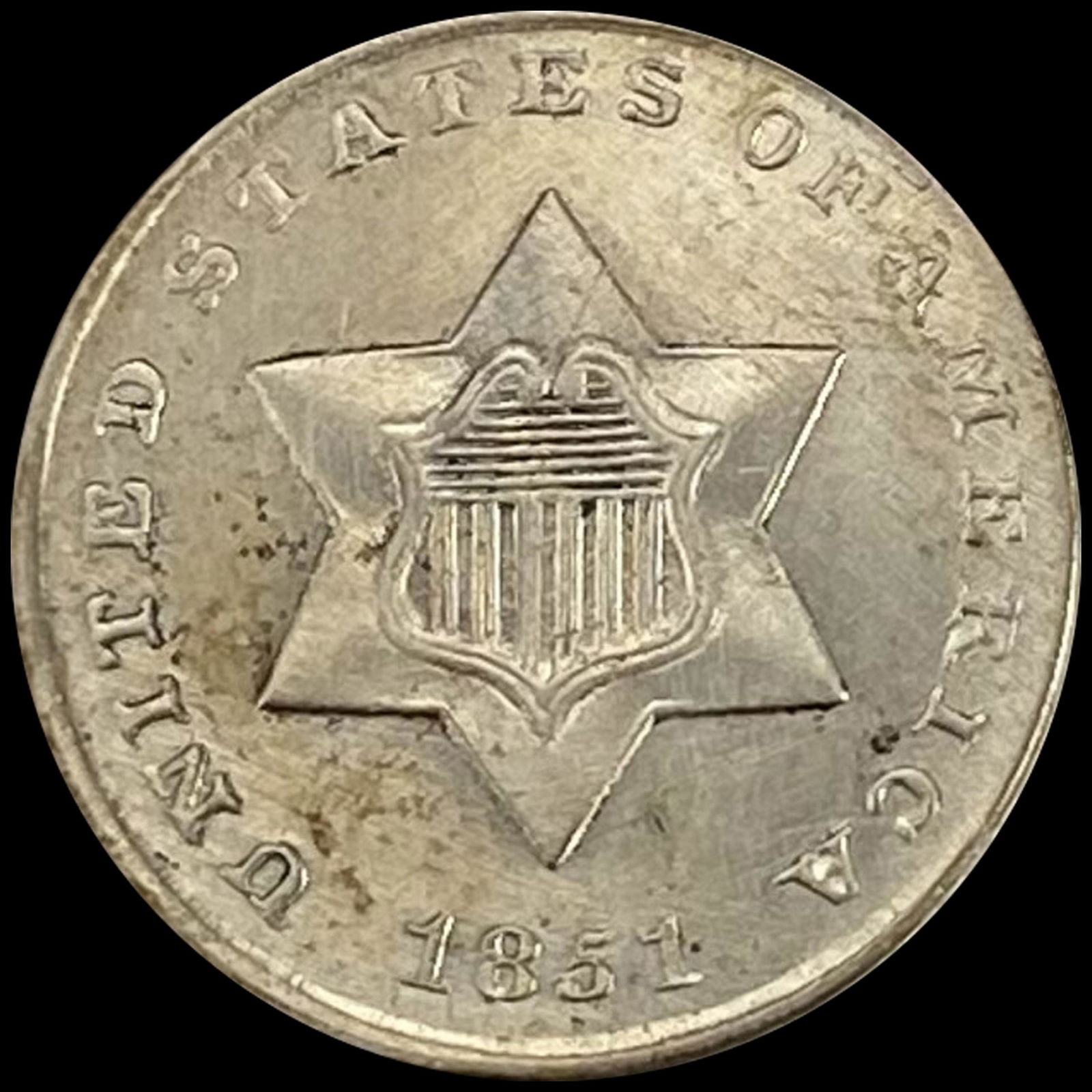 1851 Silver Three Cent UNCIRCULATED (1 of 2)