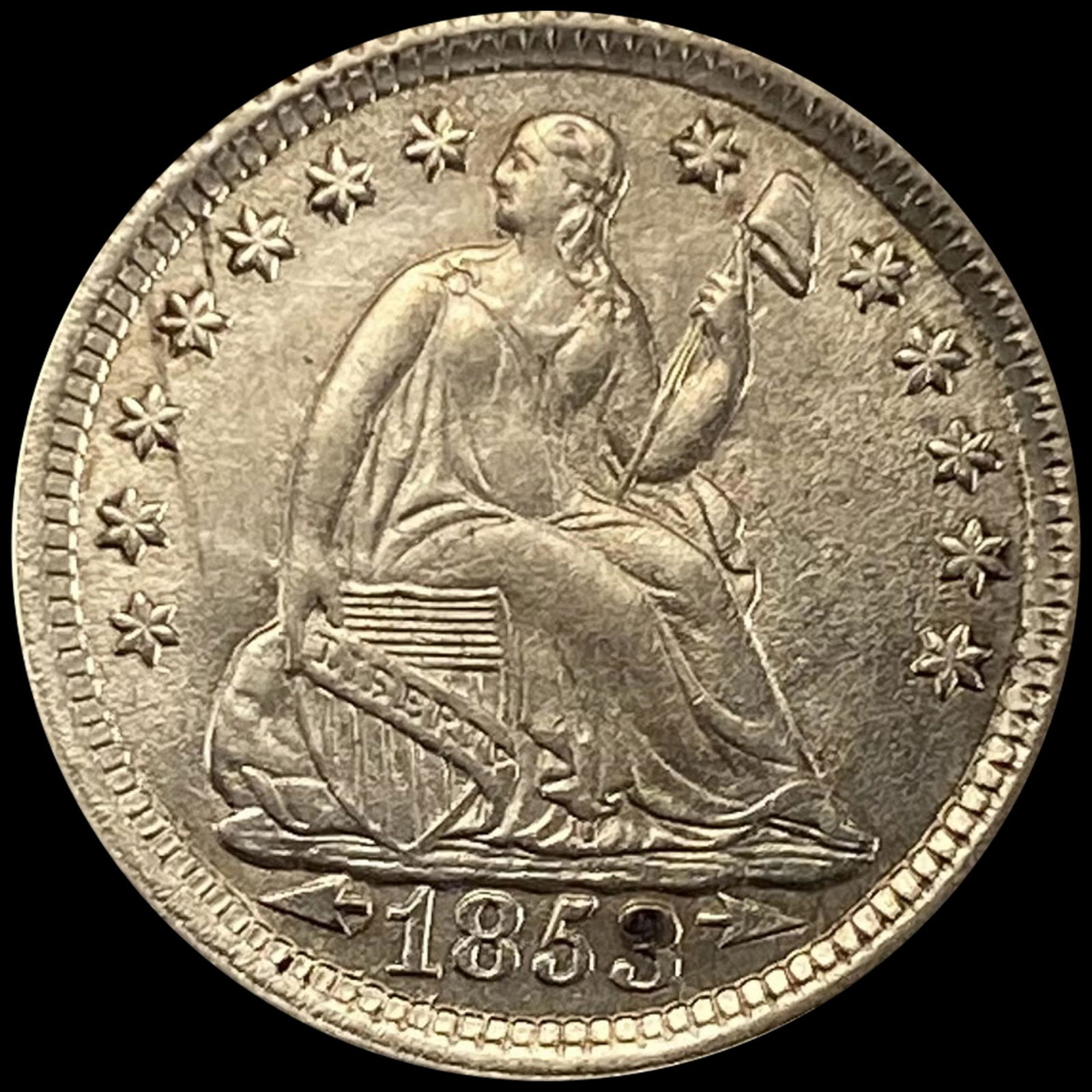 1853 Arrows Seated Liberty Half Dime UNCIRCULATED (1 of 2)