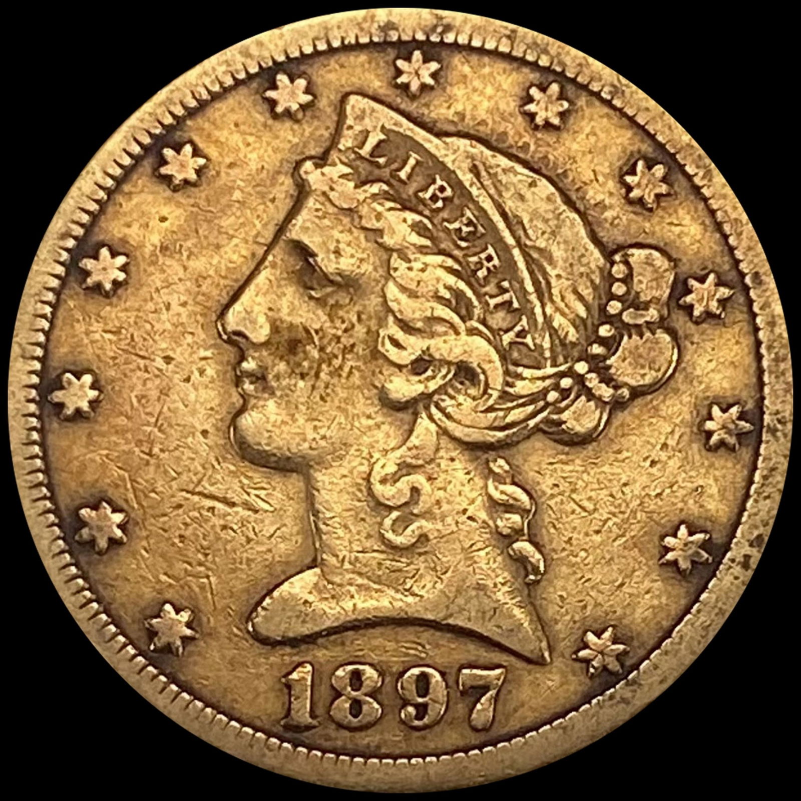 1897-S $5 Gold Half Eagle NEARLY UNCIRCULATED (1 of 2)