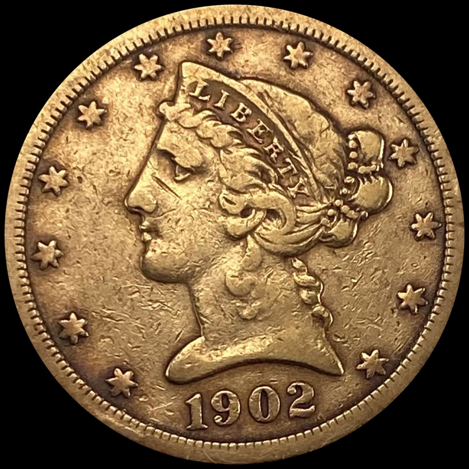 1902-S $5 Gold Half Eagle ABOUT UNCIRCULATED (1 of 2)