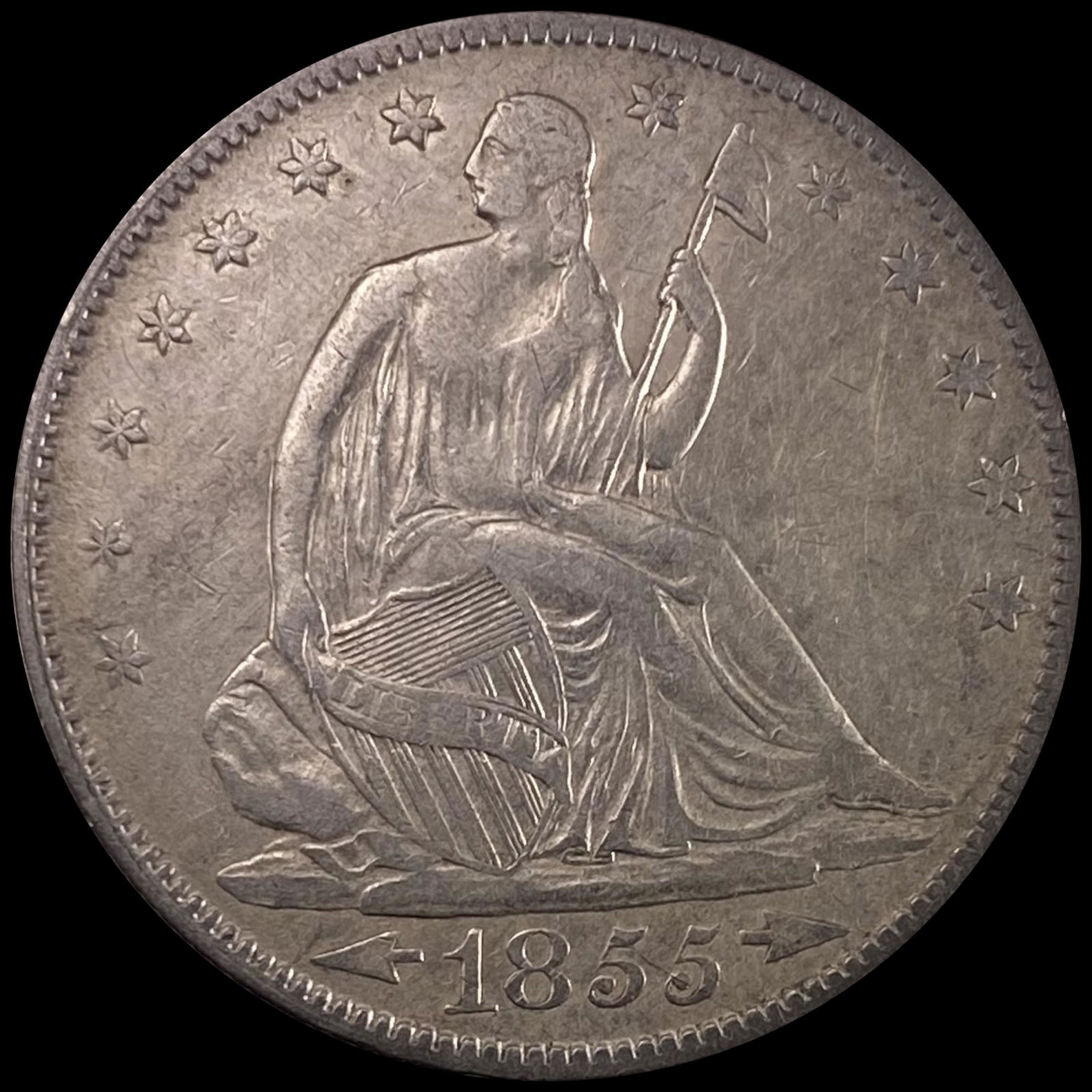 1855 Arrows Seated Liberty Half Dollar UNC (1 of 2)