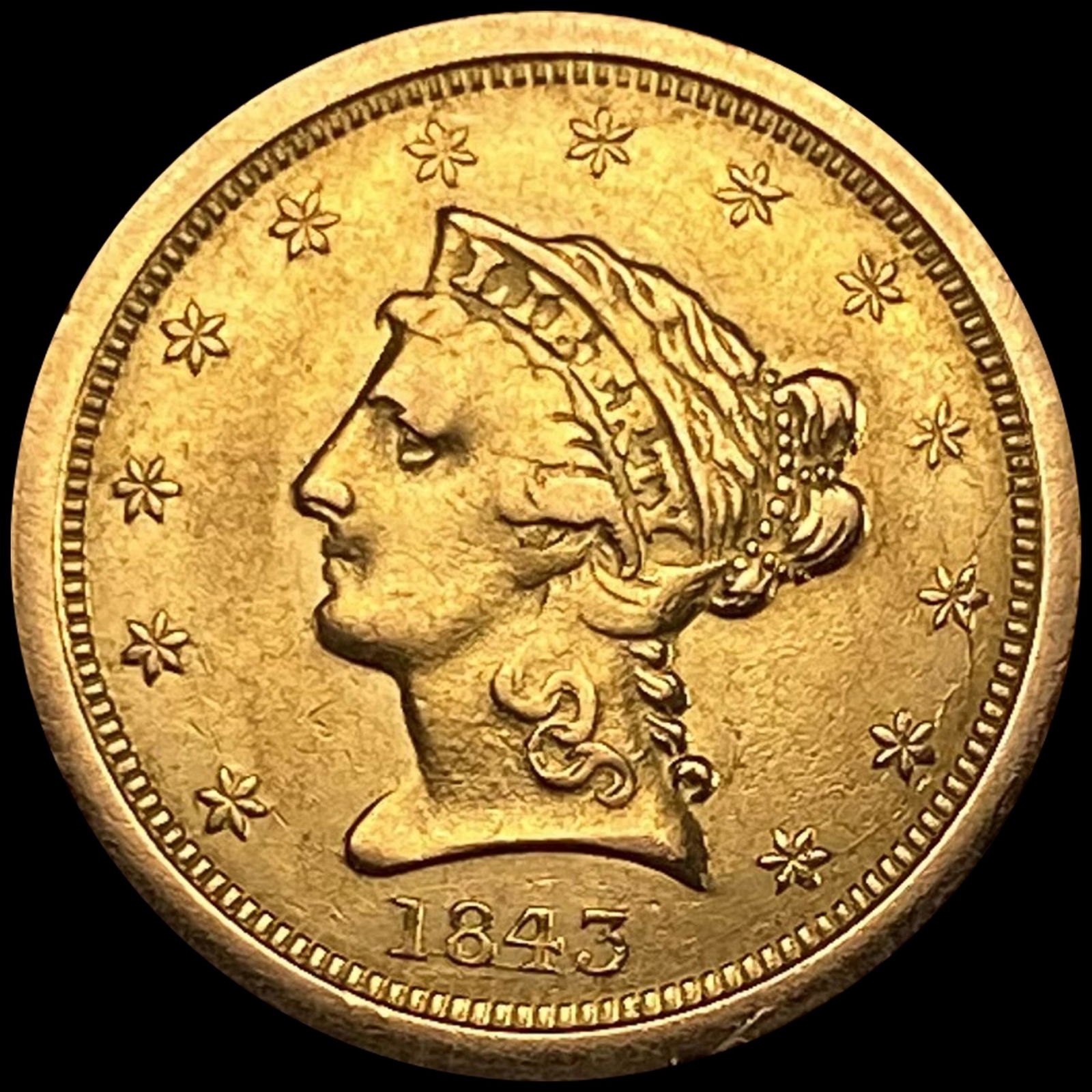 1843-O $2.50 Gold Quarter Eagle CLOSELY UNC (1 of 2)