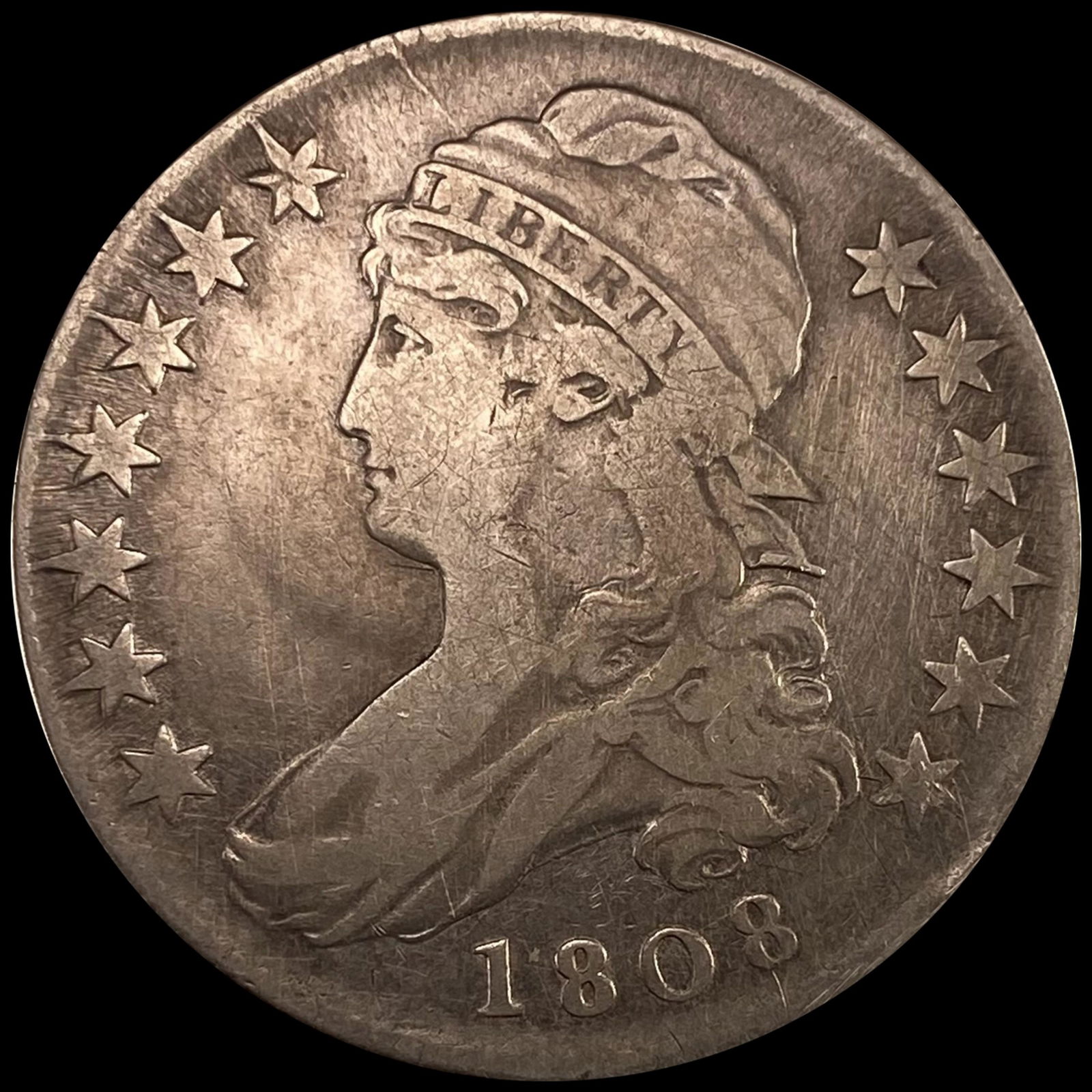 1808 Capped Bust Half Dollar NICELY CIRCULATED (1 of 2)