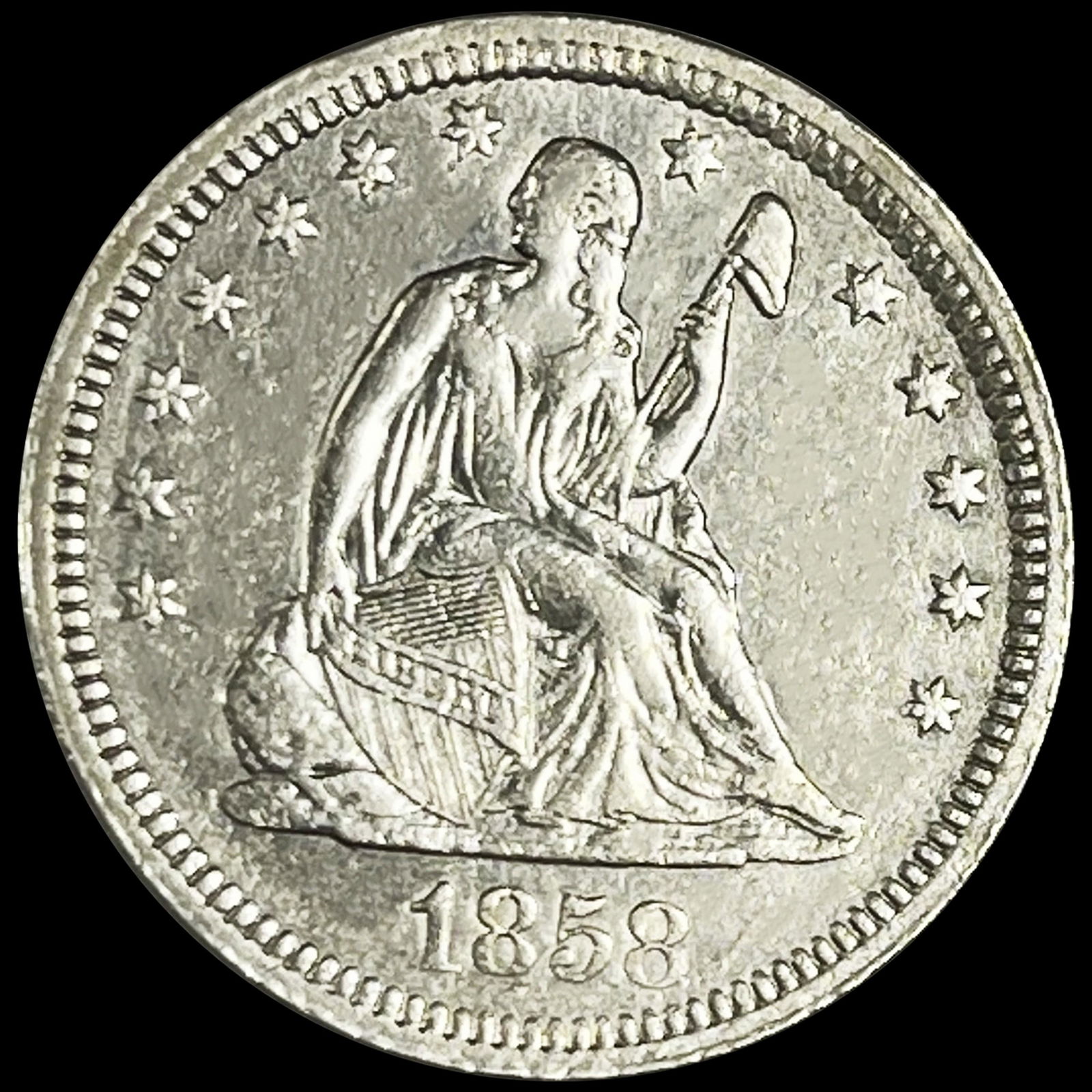 1858 Seated Liberty Quarter UNCIRCULATED (1 of 2)