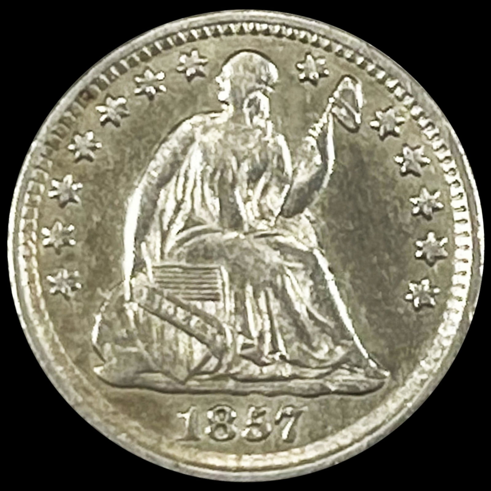 1857 Seated Liberty Half Dime UNCIRCULATED (1 of 2)