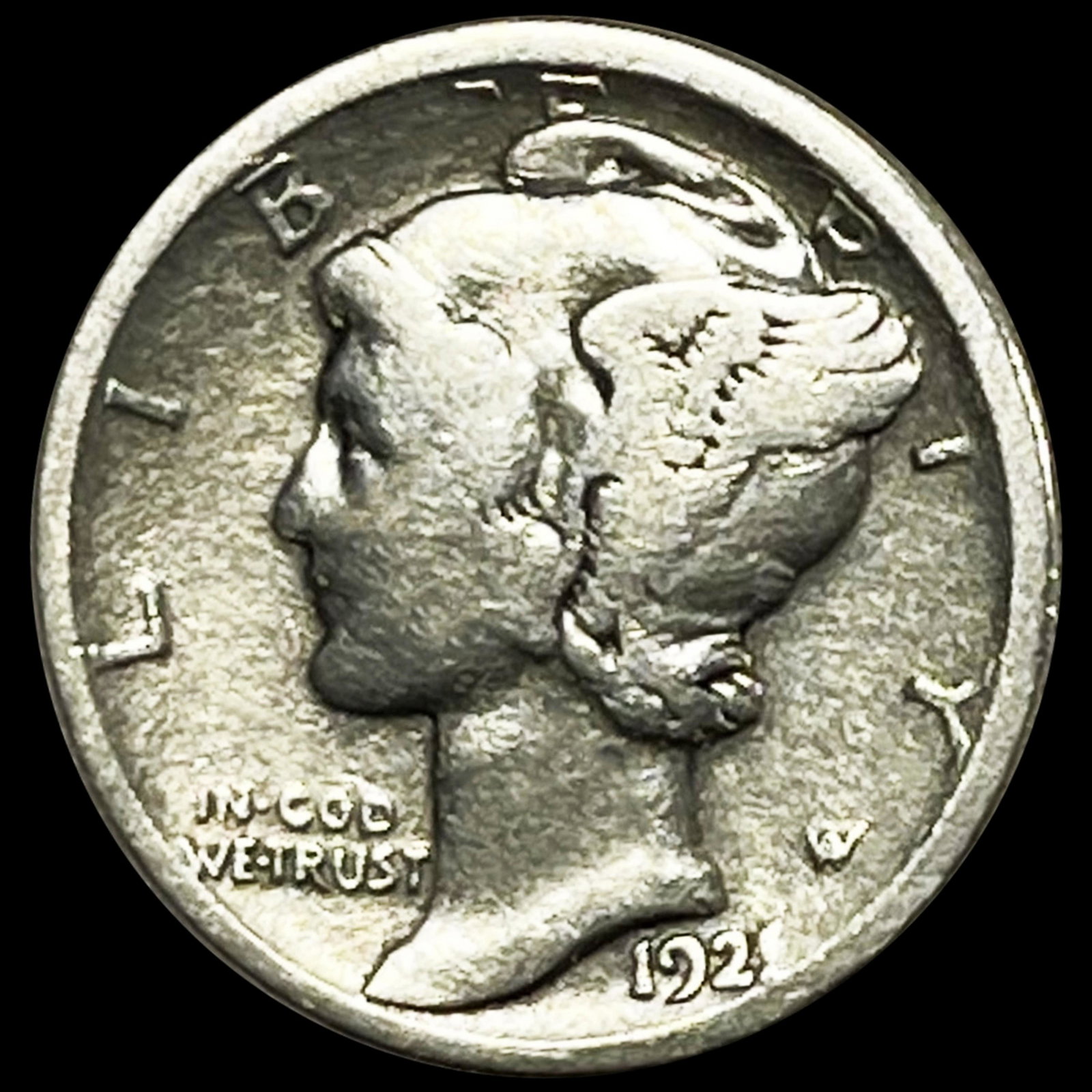 1921-D Mercury Dime ABOUT UNCIRCULATED: 1921-D Mercury Dime ABOUT UNCIRCULATED